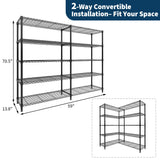 Garvee 70" H Storage Shelves L-Shaped Shelving Unit, 5-Tier Metal Shelves 1325 LBS Capacity, Heavy Duty Wire Shelving Storage Rack with Adjustable Shelf for Kitchen Pantry Bedroom Corner Garvee