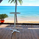 BTEXPERT Aluminum Indoor Outdoor 23.75" Round Restaurant Bar Height 45" Table flip top, Patio Stainless Steel Silver Furniture 25.75" Base BTEXPERT