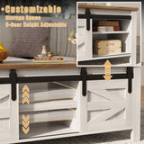 Furmax Coffee Table with Storage and Sliding Barn Doors, Farmhouse Living Room Table with Adjustable Shelves, Wood Rustic Center Table for Home Living Meeting Room (Antique White) Furmax