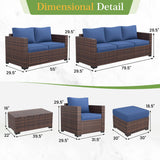 Amopatio Outdoor loveseat Furniture 2-Seat Wicker Patio Love seat, Small Patio loveseat with Water-Resistant Cover & Non-Slip Cushions, Premium Patio Set, Blue Amopatio