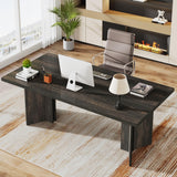 Tribesigns 63-inch Executive Desk, Vintage Office Computer Desk with Large Tabletop, Farmhouse Wood Writing Conference Table Workstation for Home Office, Study, Dark Gray Tribesigns