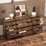 FAMAPY Dresser Chest of Drawers, 12 Drawer Dresser, Wood Modern Drawer Chest, for Bedroom Living Room Office, Brown and Black, Wood Grain, 15.7”D x 70.9”W x 35.4”H FAMAPY