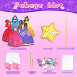 Fortand Poke-Art Crafts Kit for Kids, Princesses Craft Kits for Girls Ages 4-9 Paper Craft Kits with LED Base DIY Creative Activity Toys Gifts for Girls & Boys Ages 4 5 6 7 8 9 Mess-Free Fun for Kids Fortand