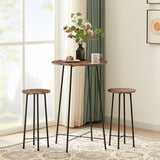 Modern Brown Round Bar Table - VECELO 23.6" Bistro Dining Furniture for Breakfast & Pub Use VECELO