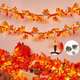 Fall Decorations for Home 9FT Plug in Thanksgiving Lights Lighted Fall Garland 50 Bulbs Maple Leaves Lights, Connectable Fall Light for Indoor Outdoor Halloween, Thanksgiving, Holidays Decorations Dirnun