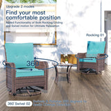 Kullavik 13 Pieces Outdoor Patio Furniture Set with 55000BTU Gas Propane Fire Pit Table,PE Wicker Rattan Sectional Sofa Patio Conversation Sets,Swivel Rocking Chairs Set,Blue Kullavik