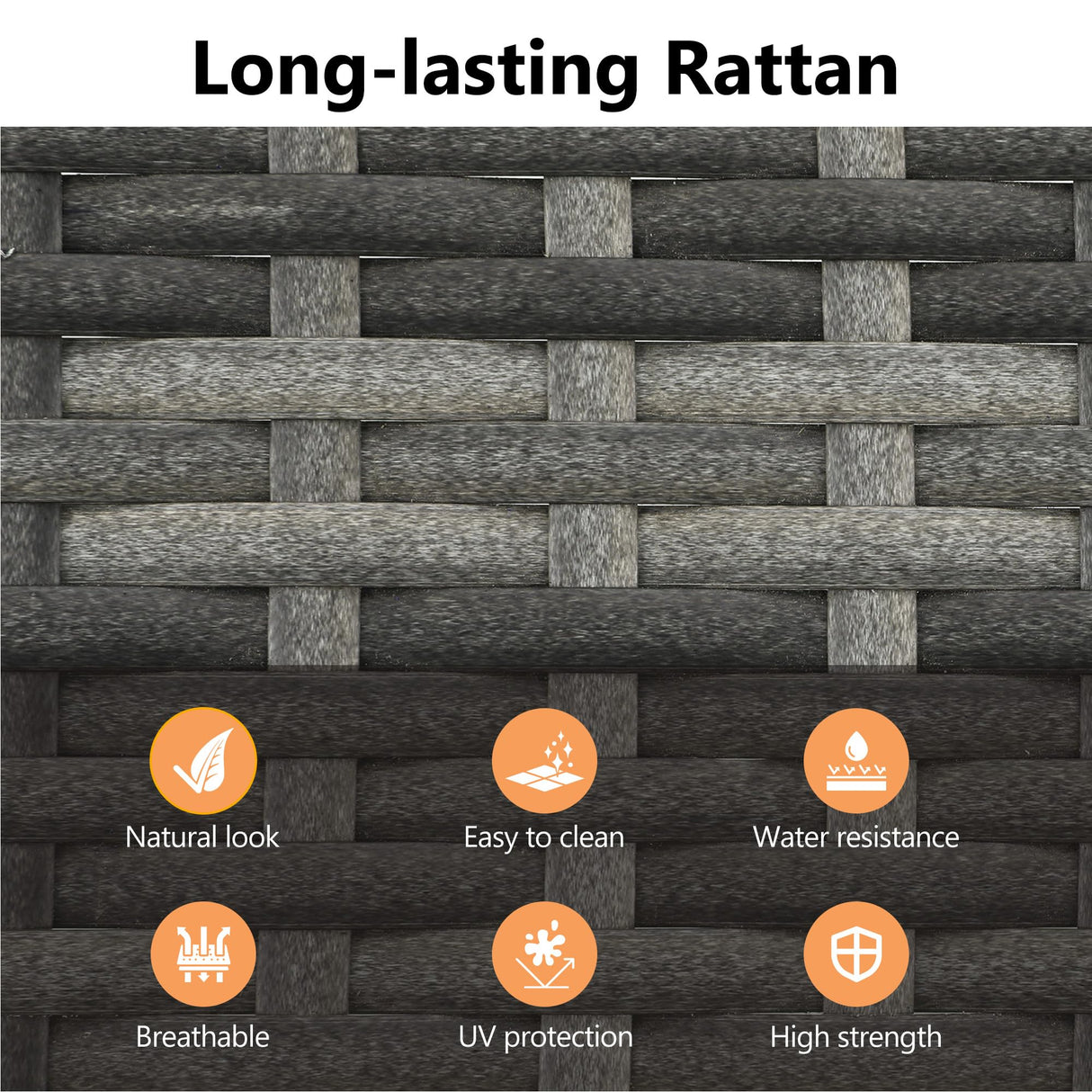 Wisteria Lane 5-Pieces Patio Dining Sets, Rattan Outdoor Table and Chairs with Acacia Wood Tabletop, Metal Patio Dining Furniture for 4 with Removable Cushions for Deck Garden Backyard, Grey Wisteria Lane