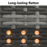 FansaFurn 5 Piece Patio Wicker Dining Sets for 4, Water-Resistant Rattan Outdoor Dining Table and 4 Chairs with Wood Table Top, Conversation Set Removable Cushions for Deck, Garden, Backyard, Gray FansaFurn