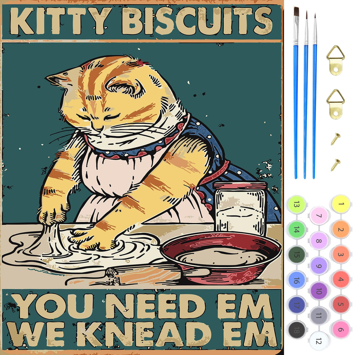 MOGTAA Inspirational Paint by Numbers, Cat Oil Painting Kits for Adults Kids, DIY Inspirational Paint by Numbers on Canvas Drawing Paintwork with Paintbrushes Acrylic Pigment for Home Decor (40x50cm) MOGTAA