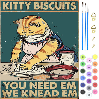 MOGTAA Inspirational Paint by Numbers, Cat Oil Painting Kits for Adults Kids, DIY Inspirational Paint by Numbers on Canvas Drawing Paintwork with Paintbrushes Acrylic Pigment for Home Decor (40x50cm)