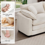 Nestglow Oversized 2 Piece Sofa Set for Living Room, 3-Seater & Loveseat Couch, Modular Sectional Deep Seat Corduroy Comfy Cloud Couches with 4 Armrest Pillows and 5 Toss Pillows, Beige Nestglow