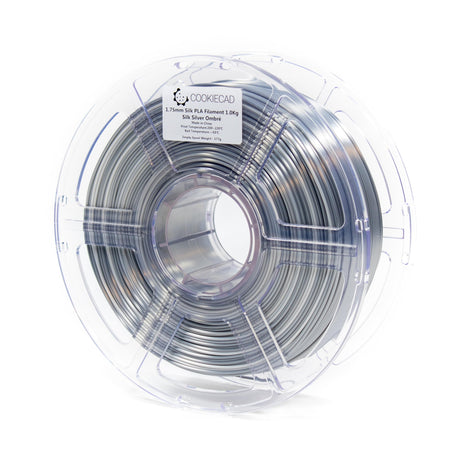 Cookiecad Silk PLA Filament 1.75mm 1kg Rainbow Multicolor 3D Printer Filament - Silver Ombre Silk PLA Cookiecad