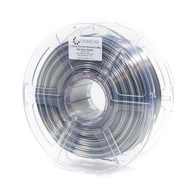 Cookiecad Silk PLA Filament 1.75mm 1kg Rainbow Multicolor 3D Printer Filament - Silver Ombre Silk PLA