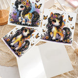 TDFERAN 6 Packs DIY Diamond Art Cards Unicorn Diamond Painting Cards Holiday Card Making Kit Diamond Art Cards with Envelopes Diamond Painting Greeting Cards for Holiday Birthday Thanksgiving Day TDFERAN
