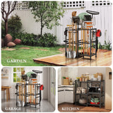 CICUFY Garden Tool Organizer Storage Metal Yard Tool Organizer Heavy Duty Garden Tool Rack Stand with 2 Extra Hooks, Up To 70 Long Handled Shovels/Rakes/Brooms Holder for Garage,Shed,Outdoor(Black) CICUFY