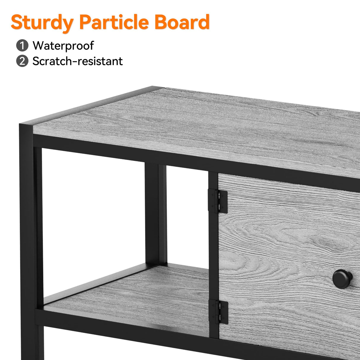 GAOMON 65" TV Stand for TV up to 75 Inches, Large TV Console Table with 2 Closed Storage Spaces and Open Compartments, Wooden Entertainment Center with Adjustable Feet for Living Room, Bedroom, Grey GAOMON