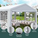 QZEN 20'x20' Canopy Party Tent, Heavy Duty Wedding Tent with Removable Sidewall & 4 Sand Bags, Outdoor Event Tent for Wedding, Birthday Party (20' x 20') QZEN