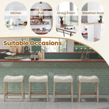 Giantex 24" Bar Stools Set of 4, Upholstered Counter Height Saddle Bar Stools with Footrest and Wood Legs, Farmhouse Button Tufted Backless Barstools for Kitchen Island, Dining Room, Cafe, Beige Giantex