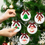 PullCrease 30 Pieces Blank Christmas Ornaments for Crafting, Sublimation Flat Ornaments DIY Matte White Ornaments Buffalo Plaid Bows Hanging Christmas Tree Balls for DIY Crafts (Silver Rope) PullCrease