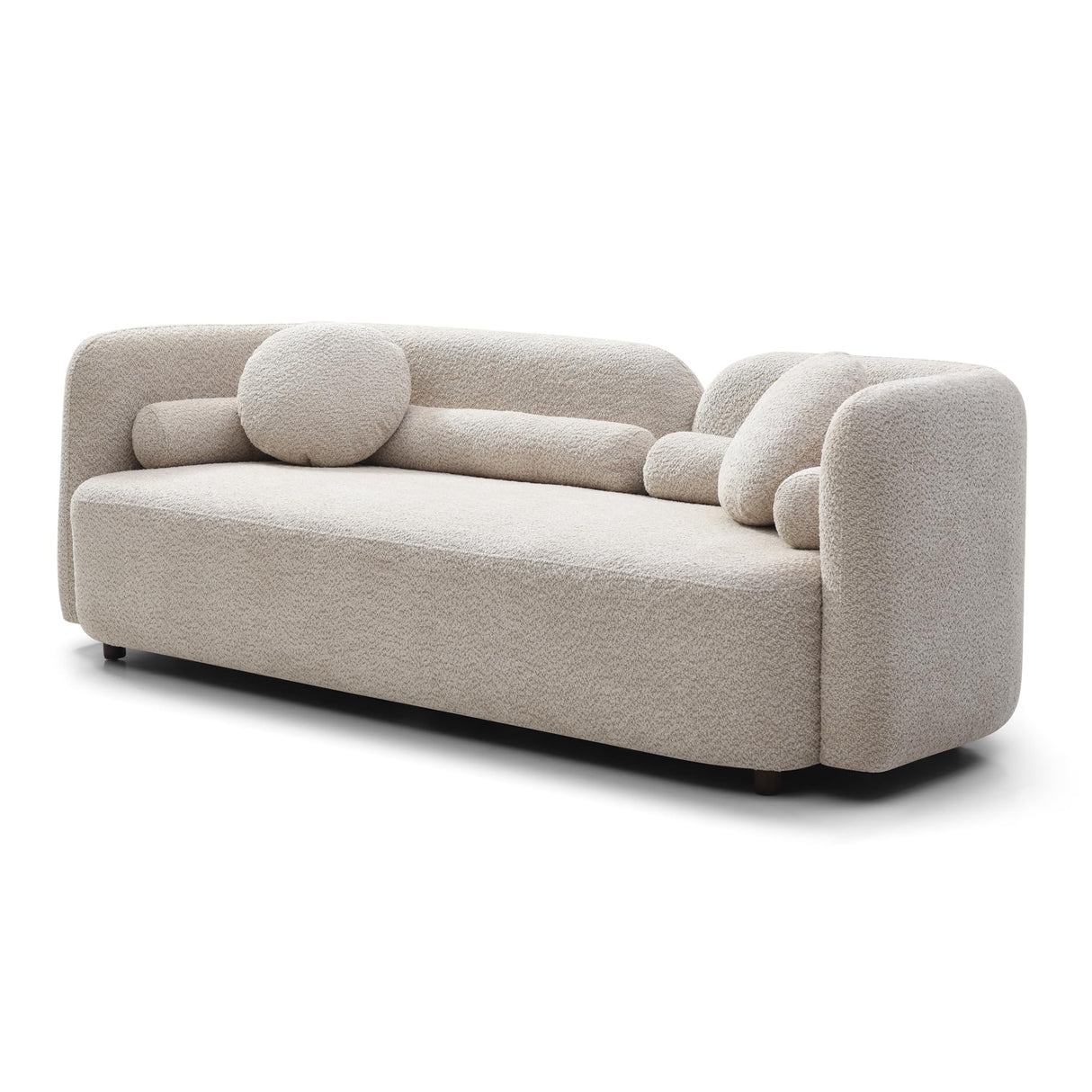 Yoglad 88.58‘’ 3-Seat Modern Curved Boucle Sofa, Cozy Thick Upholstered Teddy Loveseat, Half Moon Aesthetic Design Sherpa Couch for Small Living Room Bedroom Apartment Studio (Light Beige) Yoglad