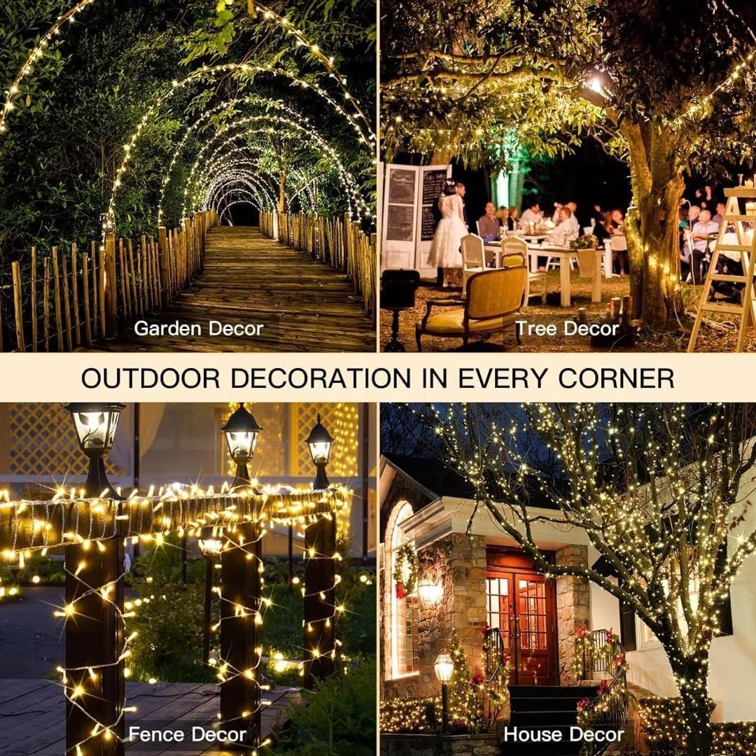 suddus Christmas Lights Outdoor, 66 ft 200 LED Plug in Warm White Fairy String Lights with Remote, Twinkle Lights for Bedroom, Indoor, Tree, Dorm, Wedding, Outside, Backyard Decorations suddus
