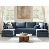 HULALA HOME 129'' Modular Sectional Sofa with Chaise, Oversized U Shaped Sofa with Hidden Storage Compartment, Comfy Cloud Couch with Extra-Wide Seat, Tool-Free Assembly, Blue HULALA HOME