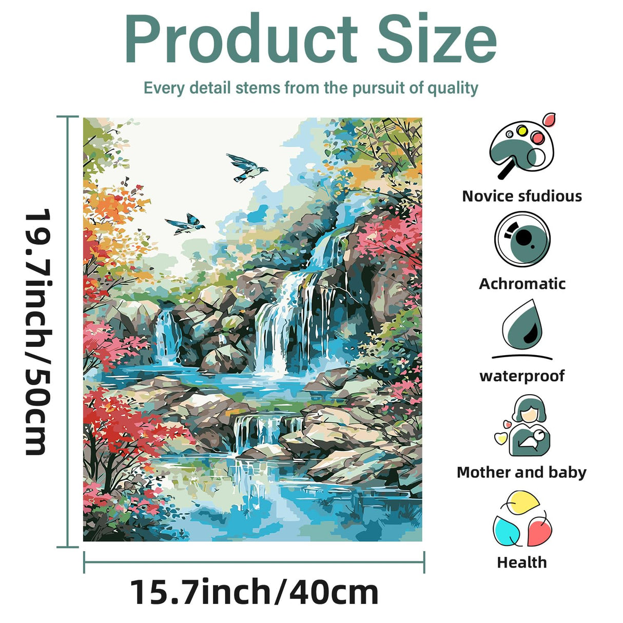 Aestalrcus Landscape Paint by Numbers for Adults - Waterfall Paint by Numbers for Adults with Brushes, Art Crafts Canvas for Home Decoration 16 x 20 Inch Aestalrcus