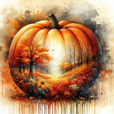 JFYHAB Pumpkin Diamond Painting Kits for Adults, 5D DIY Full Drill Fall Forest Diamond Dots Paintings with Diamonds Gem Art and Crafts for Adults Home Wall Decor, Crucifix 12x12in Autumn