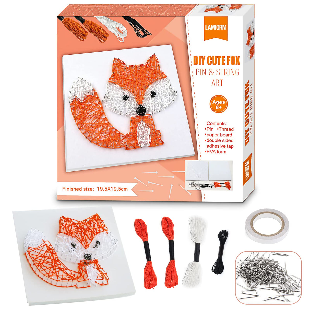 Boqin DIY String Art Kit - Cute Fox Craft With Patterns, Pushpins, Supplies for Kids 9-12 Girls - Unique Gift for Home Wall Decorations Boqin
