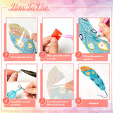 Henoyso 6 Pcs Diamond Painting Bookmarks Kits DIY 5d Feather Bookmark Rhinestone DIY Bookmarks Crystal Diamond Art Acrylic for Adult Arts Supply Crafts Gifts Henoyso