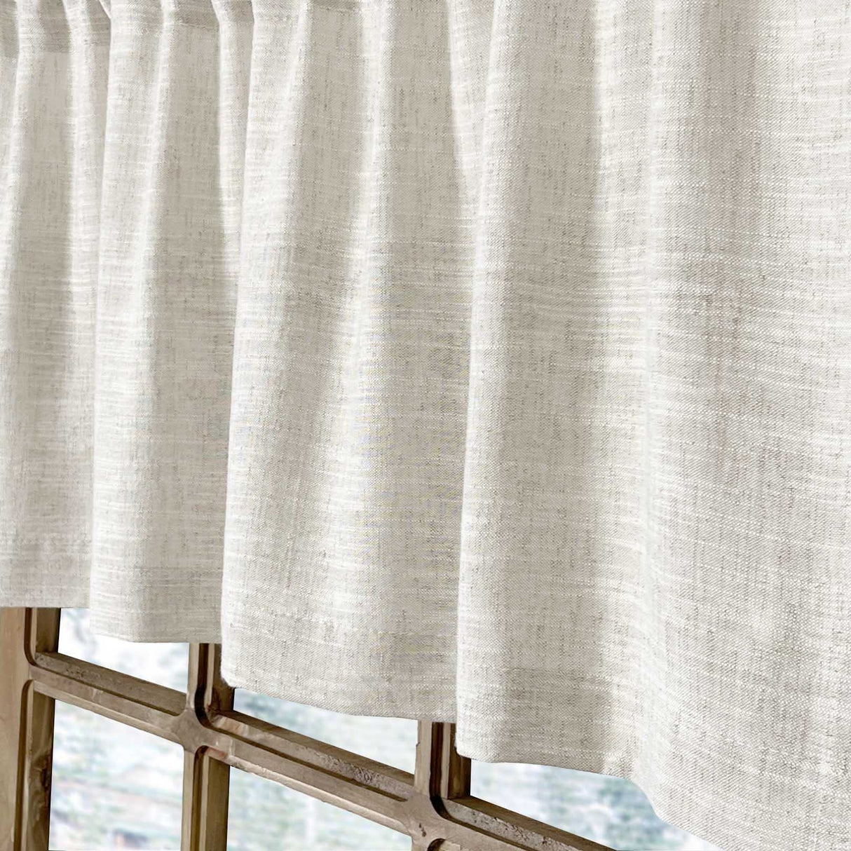 Kitchen Valances for Windows Modern Farmhouse Cotton Linen Valance Curtains Topper Country Rustic Bathroom Small Window Treatment Bohemian Decor (54x18 inch, Natural) Oindec