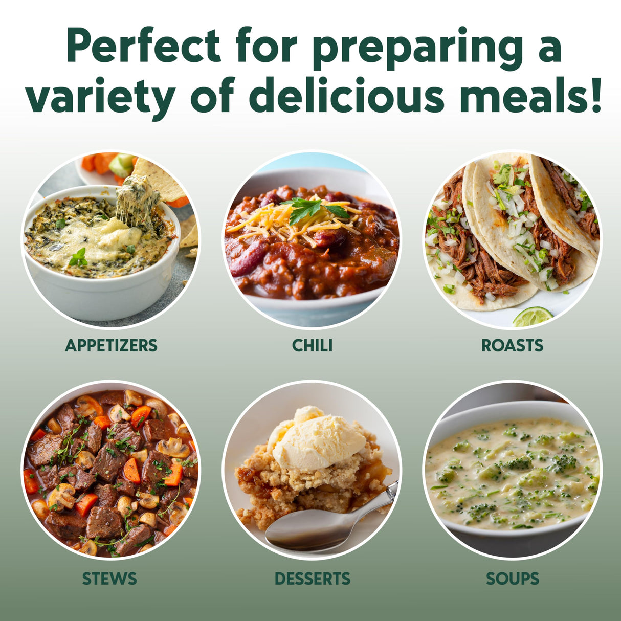 COOK WITH COLOR 2QT Mini Electric Round Slow Cooker - Adjustable Settings, Removable Stoneware Pot, Tempered Glass Lid, Dishwasher Safe, Cool-Touch Side Handles, Dark Sage COOK WITH COLOR