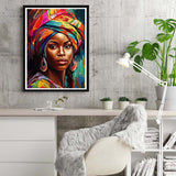 Reofrey DIY Diamond Art Kits for Adults African Woman, Full Drill Round Rhinestone Diamond Painting Kits, Cross Stitch Embroidery Canvas for Crafts Home Wall Decor 30x40cm Reofrey