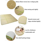 Nisorpa 71'' x 71'' Japanese Tatami Mat Igusa Tatami Mattress 0.47'' Thick Japanese Floor Mattress Rattan Non-Slip Breathable Memory Foam Area Rug Tatami Rug Mat Bedroom Sleeping Crawling Mat, Green Nisorpa