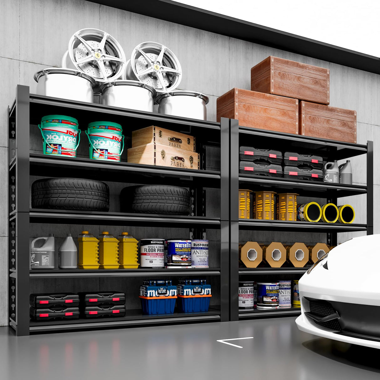 STEELIST 3000LBS Garage Shelves, 48W Metal Shelves for Storage, 5-Tier Shelving Unit with Adjustable Shelves, 24" D X 47.2" W X 84" H Industrial Shelving Utility Shelf for Warehouse, Basement STEELIST