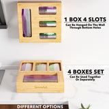 SpaceAid Bag Storage Organizer for Kitchen Drawer, Bamboo Organizer, Compatible with Gallon, Quart, Sandwich and Snack Variety Size Bag (1 Box 4 Slots) SpaceAid