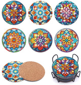 Puraikcmi 6pcs DIY Mandala Diamond Art Painting Kits Coasters with Holder, Diamond Art Coasters Adults Beginners, Flower Diamond Art Crafts Supplies Puraikcmi