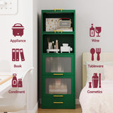 GAIOUS 5-Tier Kitchen Pantry Cabinet, Display Storage Cabinet with 4 Flip-up Acrylic Glass Doors and 1 Drawer, Green Freestanding Bakers Rack to Storage Small Microwave Spice Seasoning Bowl Cup Books GAIOUS