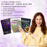 3Pcs Adult Coloring Book Spiral Bound, Mandala Coloring Book for Adult Relaxation, Original Design with 72 Patterns, Thick Paper One Sided Design, Hand-Drawn Design, Anxiety Relief Mindfulness Gifts CKMOREL