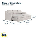 Serta® Hawthorne 90.6" Slipcovered Queen-Size Convertible Pop-up Sofa, Dreamcoil® Comfort, Woven Polyester Blend Fabric, Linen Serta
