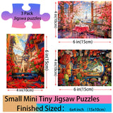 Small Jigsaw Puzzles for Adults 150 Pieces Vintage Cat & Puppy Oil Painting Mini Jigsaw Puzzles Challenging Mini Puzzles Tiny Jigsaw Puzzles 6 x 4 Inches, 3 Pcs,Mini Easel Included BJscoe