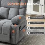 IOMOR Power Recliner Chair with Massage and Heating, 360° Swivel Rocker Glider Chair for Adults, Upholstered Fabric Reclining with Side Pockets and Cup Holder for Living Room, Nursery (1, Gray) IOMOR
