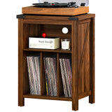Joaxswe Record Player Stand with Vinyl Record Storage,Rustic Brown Record Player Table Holds up to 160 Albums,Large Wood Turntable Stand Cabinet Dispaly Shelf for Living Room,Bedroom,Office Joaxswe