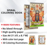 TPLHOUSE Botanical Bugs Coloring Book Spiral Bound for Adults, Premium Cover, 30 Enchanting Coloring Pages in Insect Garden's Wonder for Stress Relief and Relaxation TPLHOUSE