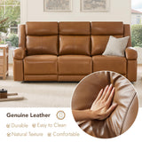 Watson & Whitely Genuine Leather Power Recliner Sofa, 3 Seater Wall Hugger Reclining Sofas with Power Headrest, USB & TypeC Ports, Electric Recliner Couch Set for Living Room, Saddle Brown Watson & Whitely