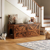 Herture Double Cat Litter Box Enclosure, Hidden Litter Box Cabinet Furniture, Modern Litter Box Storage, Enclosed Cat Litter Box Furniture, Easy to Clean Rustic Brown PG06MWN Herture