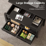 Rolanstar Coffee Table Lift Top, Multi-Function Convertible Coffee Table with Drawers and Hidden Compartment, Coffee Table Converts to Dining Table for Living Room, Home Office,Black Rolanstar