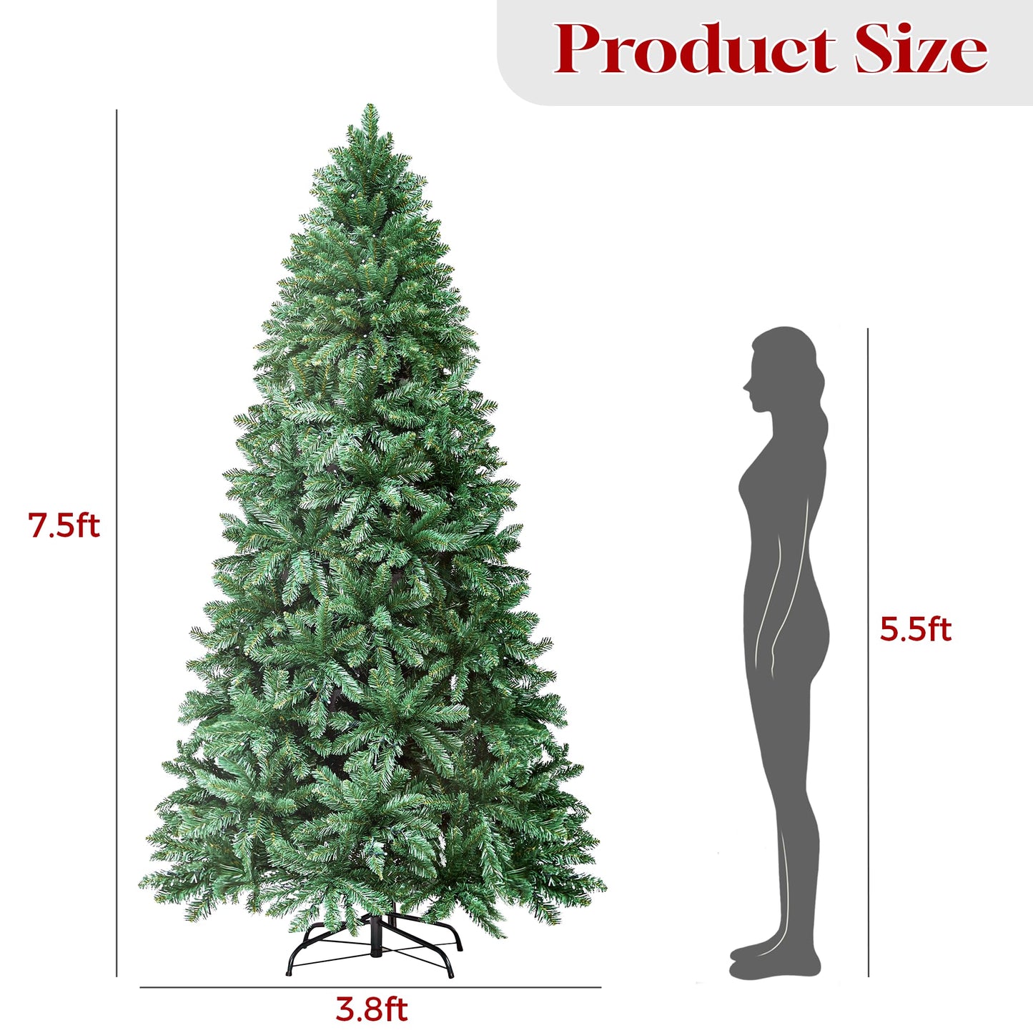 HOLLO STAR 7.5ft Prelit Christmas Tree with 400 LED Lights, Artificial Christmas Tree with App-Controlled Multi-Color RGB Lights, 1477 Branch Tips, Easy to Assemble, for Home, Party