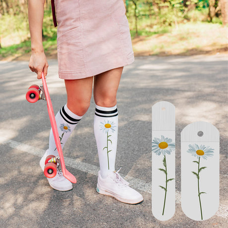 Hotop 4 Pieces Sublimation Socks Jigs Blanks Polyester Metal Insert Straight Crew Sock Jigs Dye Printing Heat Press Transfer Socks Accessories, 2 Sizes for DIY Socks Adult Women Man Hotop