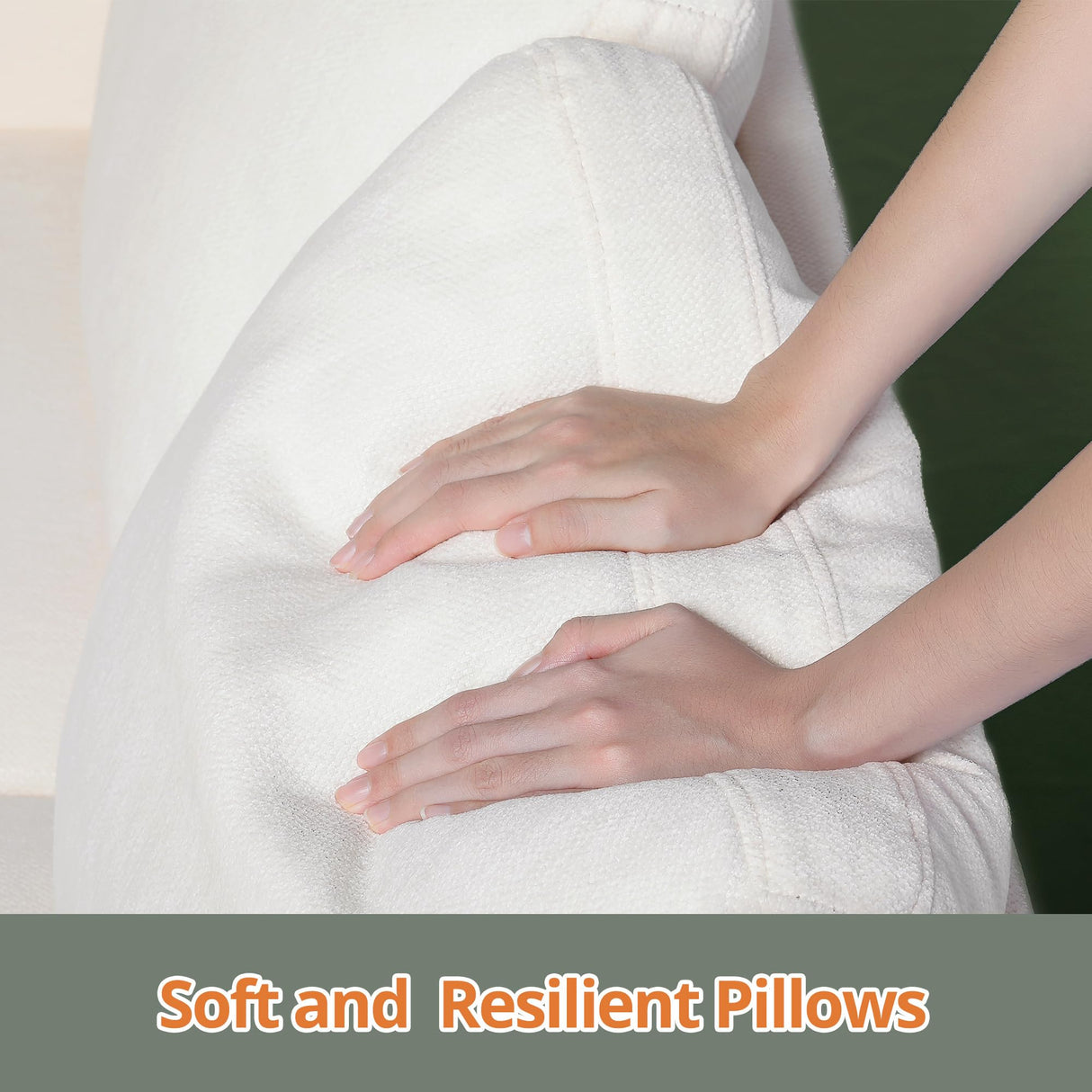 LIKIMIO Sofas Couches for Living Room, with Storage Wide Armrest, 80" Chenille 3 Deep Seater Couch, Skin-Friendly, Easy to Install(Beige) LIKIMIO